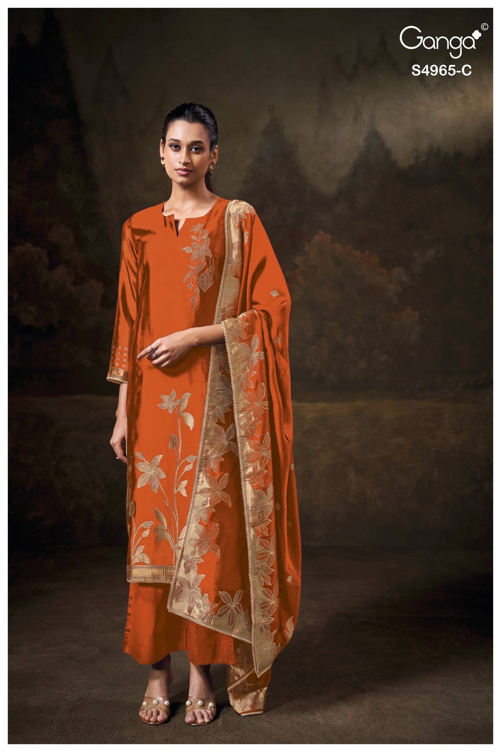 PIYELIKA 4965 Series By GANGA FASHION Stylish Beautiful Colourful PURE VISCOSE WOVEN SILK Dresses At Wholesale Price